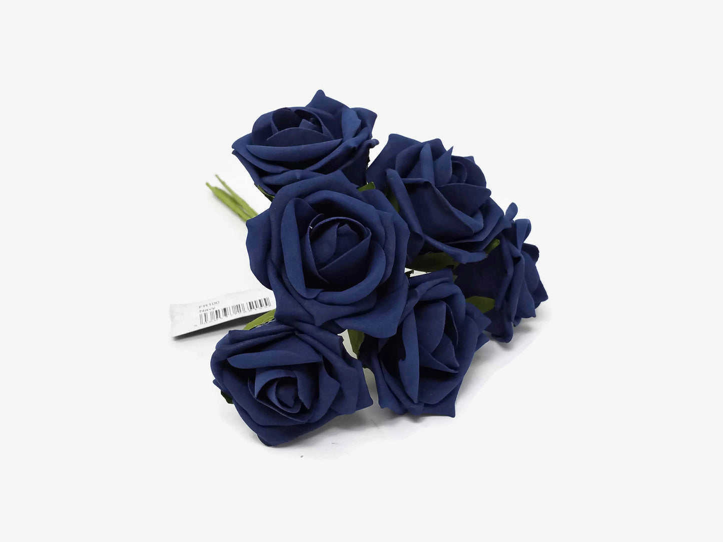 6 Head Foam Rose Bunch - Navy Blue