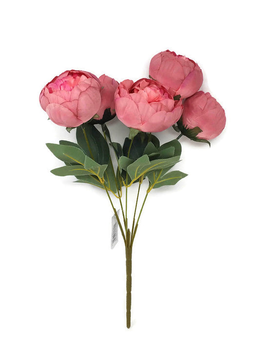 5 Head Peony Bush x 42cm - Dusky Pink