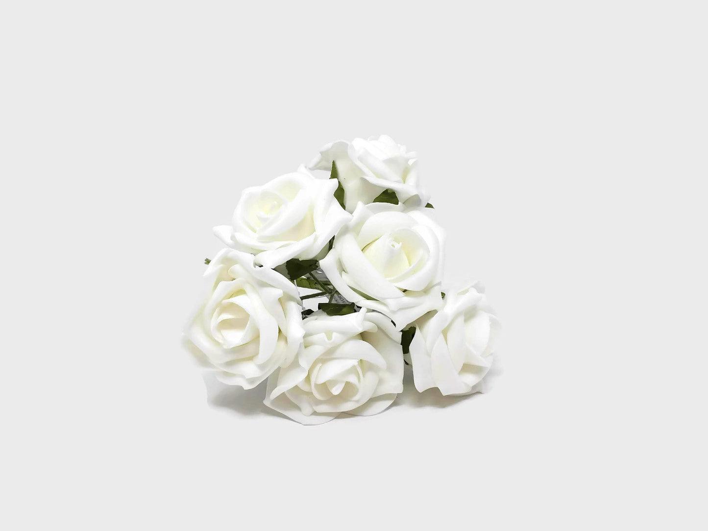 6 Head Foam Rose Bunch - Ivory