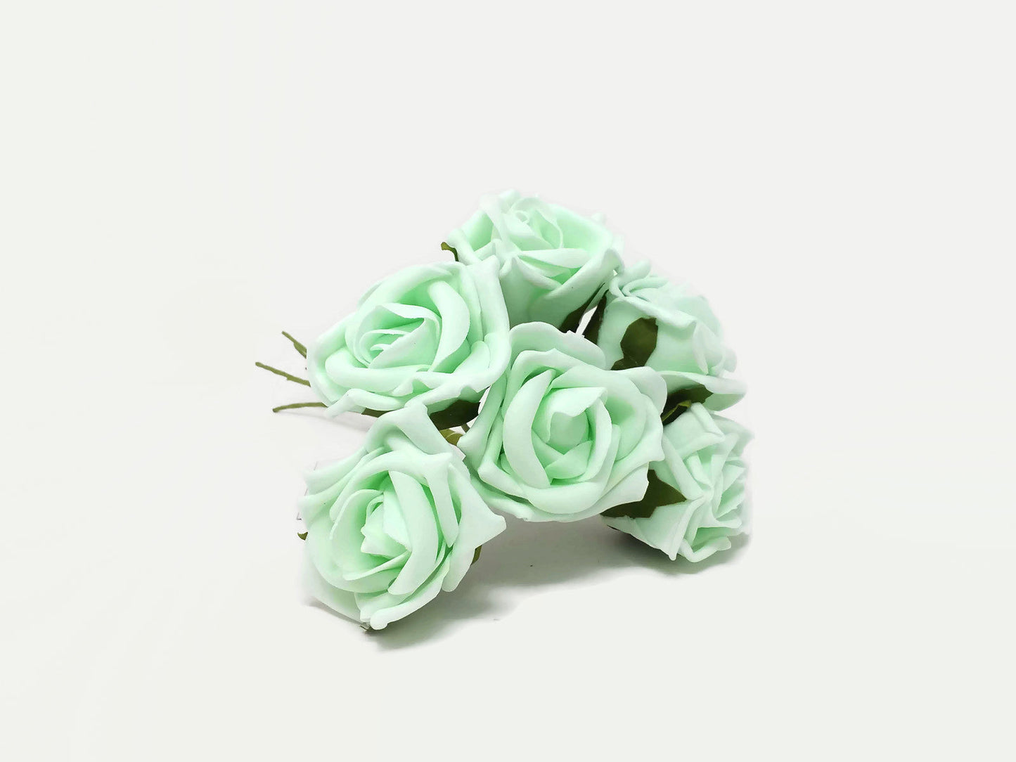 6 Head Foam Rose Bunch - Mint