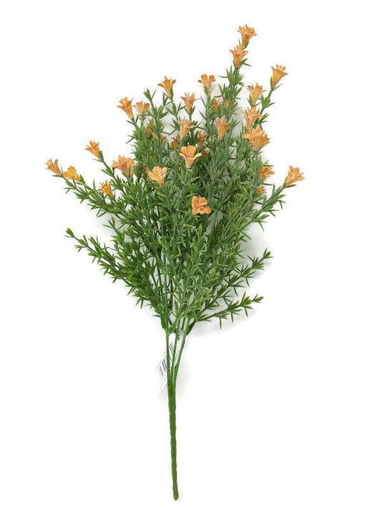 5 Stem Light Orange Plastic Gypsophila Bush x 34cm