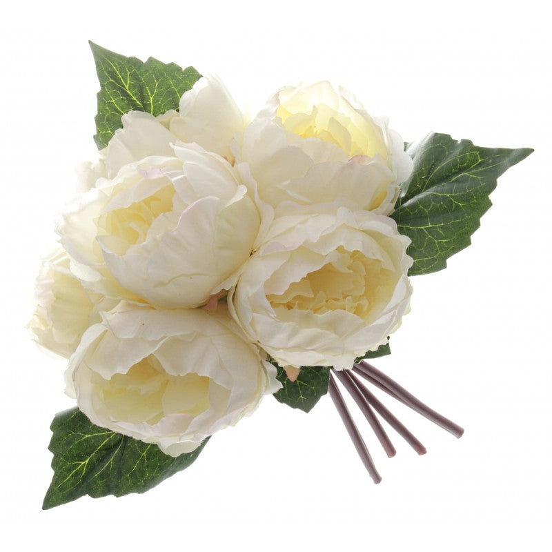 6 Head Peony Bush x 30cm - Cream PE0611