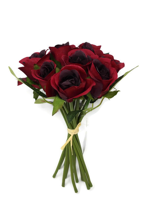 12 Head Rosebud Bundle x 25cm - Burgundy